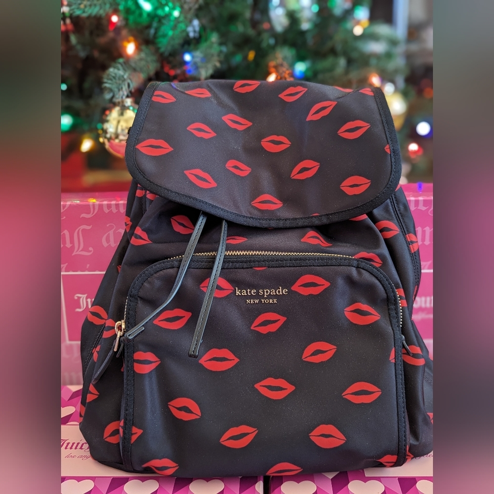NWOT Kate Spade Black and Kisses Backpack